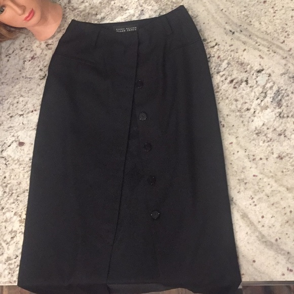 Linda Allard Ellen Tracy silk black skirt - Picture 2 of 4